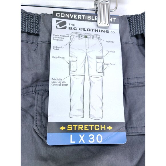The BC Clothing Co Convertible Pants Men's Size Large Gray - Picture 3 of 11